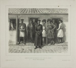 Kosackernas livvakter vid linjen, Kuban, Taman, Détroit de Yéni-Kaleb, 9 oktober 1837 av Denis Auguste Marie Raffet