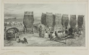 Hållplats för en moldavisk karavan som transporterade kol, Bessarabien, 5 augusti 1837 av Denis Auguste Marie Raffet