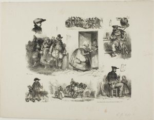 Blad med skisser av Denis Auguste Marie Raffet