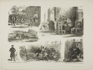 Blad med skisser av Denis Auguste Marie Raffet