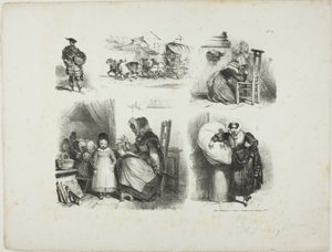 Blad med skisser av Denis Auguste Marie Raffet