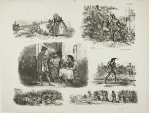 Blad med skisser av Denis Auguste Marie Raffet