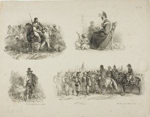 Blad med skisser av Denis Auguste Marie Raffet
