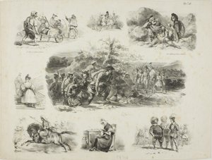 Blad med skisser av Denis Auguste Marie Raffet