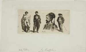 Blatt mit Skizzen von Denis-Auguste-Marie Raffet