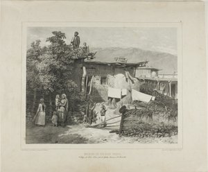 Tartariska bönders hem i byn Déré-Koui, nära Jalta, Krim, 31 augusti 1837 av Denis-Auguste-Marie Raffet