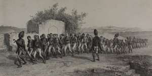 Turkiska rekryter nära Smyrna, 10 november 1837 av Denis Auguste Marie Raffet