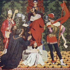 John Cabot och hans söner tar emot stadgan från kung Henrik VII för att segla på jakt efter nya länder av Denis William Eden