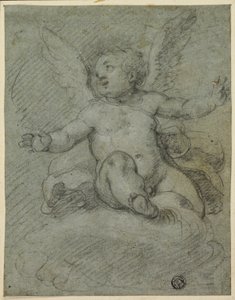 Putto sittande på moln