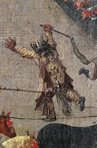 Ärkehertiginnan Isabellas triumf i Ommeganck i Bryssel den 31 maj 1615, detalj av en klädd djävulsfigur, 1615 av Denys van Alsloot