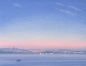 Gryning över Piccolasjön av Derek Hare