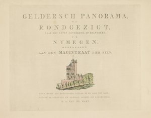 Belvédère i Nijmegen Sevärdheter runt staden Nijmegen (serietitel) Geldersch panorama eller rund vy av livet ritad på Belvedere i Nymegen (serietitel på objekt)