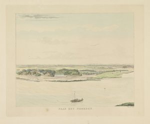 Utsikt över Waal norr om Nijmegen Mot norr (titel på objekt) Sevärdheter runt staden Nijmegen (serietitel) Geldersch panorama eller rund vy av livet ritad på Belvedere i Nymegen (serietitel)