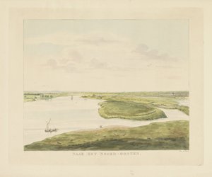 Utsikt över Waal nordost om Nijmegen I nordost (titel på objekt) Utsikter runt staden Nijmegen (serietitel) Gelderland panorama eller rund vy från livet på Belvedere i Nymegen (serietitel)