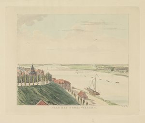 Utsikt över Valkhof och Waal nordväst om Nijmegen I nordväst (titel på objekt) Utsikter runt staden Nijmegen (serietitel) Gelderland panorama eller rund vy från livet på Belvedere i Nymegen (serietitel)