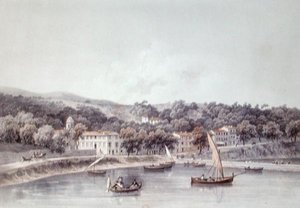 Utsikt över St Jean, nära Nice (färg litho) av Deroy (after)