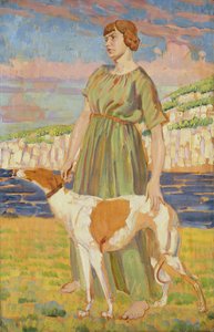 Porträtt av Elizabeth Lipczinski med sin hund Fanny, ca 1911-12