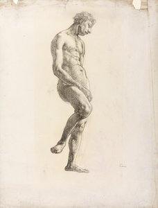 Stående manlig nakenbild, ca 1906-08 (svart krita på papper) av Derwent Lees