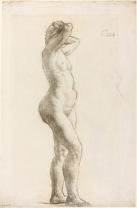 Studie av en kvinnofigur, ca 1906-07 (svart krita på papper) av Derwent Lees