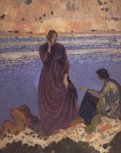Två tjejer vid stranden av Derwent Lees