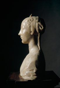 Byst av ung dam Marmorskulptur av Desiderio da Settignano (ca.1430-1464) Mått 146 cm Florens, Bargello National Museum