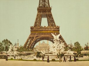 Eiffeltornet och fontänen, Exposition Universelle, Paris, Frankrike, c.1900