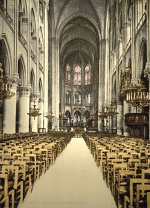 Notre Dame, interiör, Paris, Frankrike, ca 1890-1900 (fotomekaniskt tryck)
