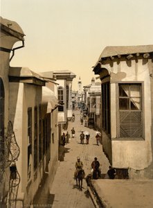 Gatan som kallas rak, Damaskus, Heliga landet, Syrien (fotokromtryck) av Detroit Publishing Co.
