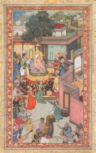 Omskärelseceremoni för Akbars söner, målning 126 från en Akbar-nama-bok av Akbar..., ca. 1602-3. av Dharam Das