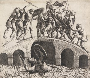 Horatio Coclès Saving Himself by Simning, 1500-talet.
