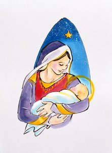 Madonna och barn, 1996 (wc) av Diane Matthes