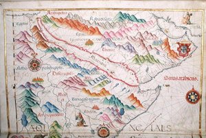 Egypten och Saudiarabien, detalj från en världsatlas, 1565
