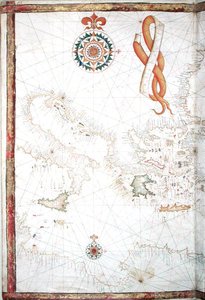 Italien, Grekland och Kykladerna, detalj från en världsatlas, 1565