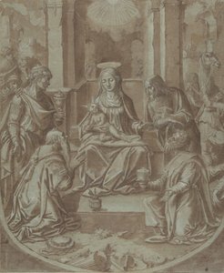 The Adoration of the Magi Cartoon for an Brodery, 1587-89. av Diego Lopez de Escuriaz.