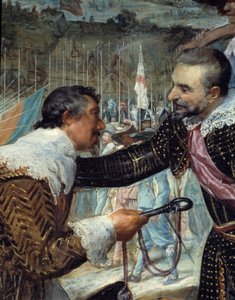 Bredas kapitulation. Vid slutet av belägringen av Breda (under trettioåriga kriget): den 5 juni 1625 förhandlade Justin de Nassau (1559-1631) fred med Ambrogio Spinola Doria, markis de Los Balbases (1569-1630), under en ceremoni där han överlämnade k av Diego Velázquez
