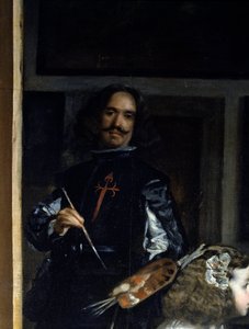 Las Meninas. Detalj: självporträtt av målaren framför sitt staffli