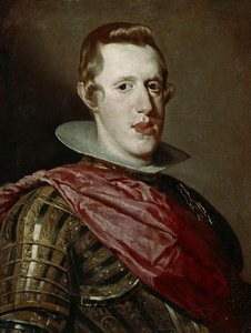 Porträtt av Filippo IV av Spanien med rustning, ca 1625-1628 (olja på duk)