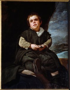 Porträtt av gycklaren Francisco Lezcano, sa barnet till Vallecas. Målning av Diego Velasquez (Velazquez av Diego Velázquez