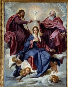Jungfruns kröning. Målning av Diego Rodriguez de Silva och Velasquez (1599-1660)