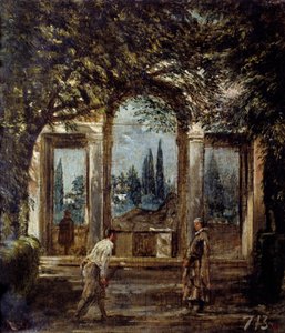 Villa Medicis i Rom, Cleopatra Pavilion eller “The Pavilion of Ariane””. Utsikt över trädgårdarna i Villa Medicis i Rom. Målning av Diego Rodriguez de Silva och Velasquez (1599-1660) av Diego Velázquez