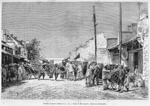 Franskt residens i Hanoi. Gravyr av Lancelot, efter ett fotografi, för att illustrera historien Trente mois au Tonkin 1884, av Doctor Hocquard, i le tour du monde 1889, regisserad av Edouard Charton (1807-1890), Hachette, Paris. av Dieudonne Auguste Lancelot
