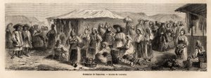 Den gående befolkningen i Tesmevar (eller Timisoara) i Rumänien. Gravyr för att illustrera resan från Paris till Bukarest, av Lancelot, ritare, 1860, publicerad i "Le tour du monde, nouveau journal des voyages", under ledning av Edouard Charton