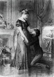Illustration för Confession of Child of Century, roman av Alfred de Musset (1810-1857), gravyr efter teckning av Diogene Ulyssee Napoleon Maillart (1840-1926)