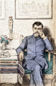 Porträtt av Paul Bourget, fransk författare (1852-1935) (gravyr)