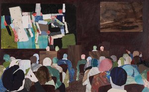 Abstrakt folkmassa, auktion collage av Dione Verulam