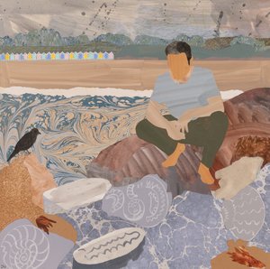 Strandhyddor  fossiler (collage) av Dione Verulam