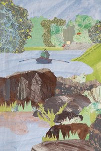 Fiske i Skottland (collage) av Dione Verulam