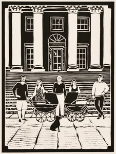 Årets månader: Augusti, 2012 (linoleumsnitt) av Dione Verulam