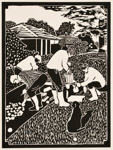 Årets månader: Oktober, 2012 (linoleumsnitt) av Dione Verulam