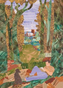 Läsning i skogen, 2020 (collage)